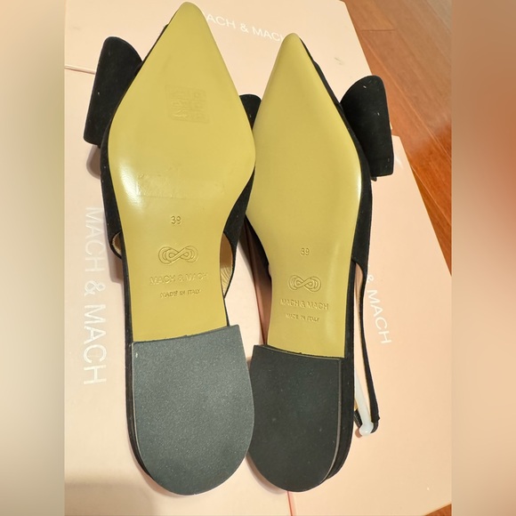 Mach & Mach 15mm Le Cadeau Suede Slingback Flats Black various sizes available - Picture 13 of 16